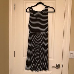 Black and white striped tank dress